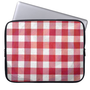 Housse Pour Ordinateur Portable Rouge et blanc À damiers plaid
