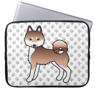 Housse Pour Ordinateur Portable Rouge Et Blanc Alaskan Klee Kai Cute Dessin Chien