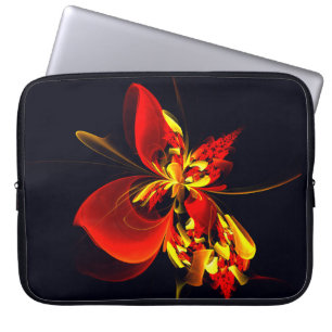 Housse Pour Ordinateur Portable Rouge Jaune Floral Moderne Résumé Modèle Art #10