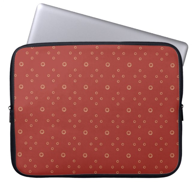 Housse Pour Ordinateur Portable Rouge | Soleil Zinnia Doré (Devant)
