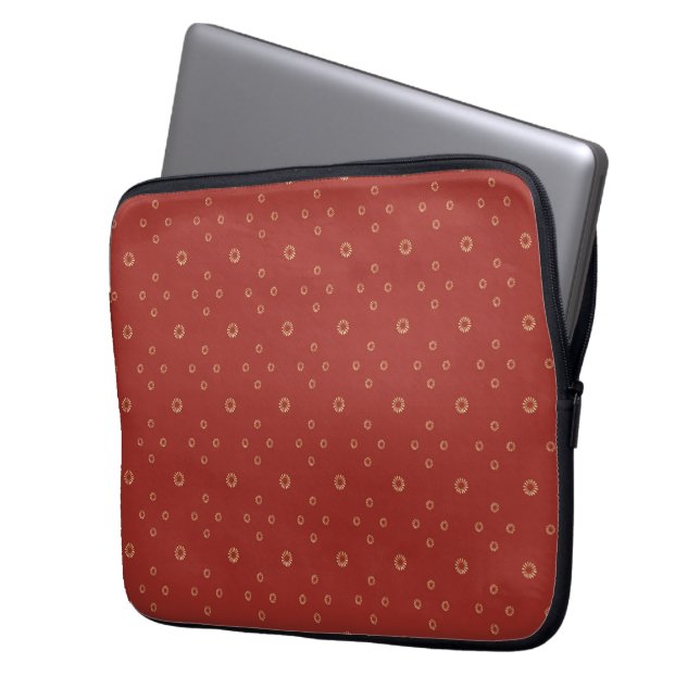 Housse Pour Ordinateur Portable Rouge | Soleil Zinnia Doré (devant gauche)