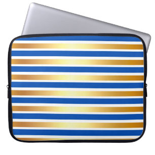 HOUSSE POUR ORDINATEUR PORTABLE ROYAL BLUE OR BLANC BLANC STRIPES BRILLANTES