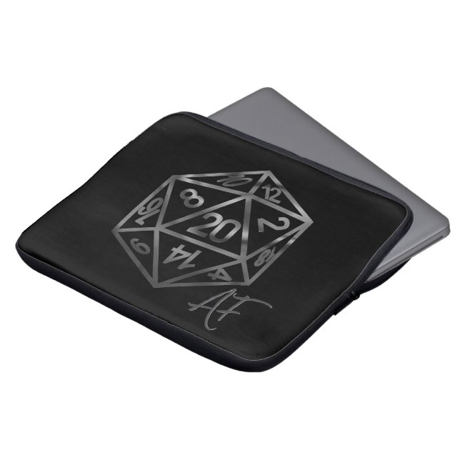 Housse Pour Ordinateur Portable RPG Crit AF | Imaginaire Tabletop Retro Gamer Dice (Devant haut)