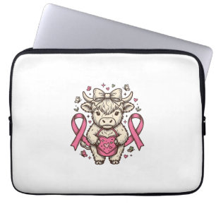 Housse Pour Ordinateur Portable Ruban de sensibilisation au cancer de la vache des