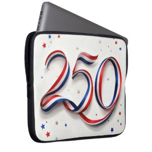 Housse Pour Ordinateur Portable Ruban et étoiles patriotiques pour le 250e anniver