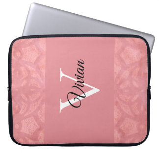 Housse Pour Ordinateur Portable Ruddy Pink Batik Nom Monogrammé