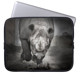 Housse Pour Ordinateur Portable Running Rhinoceros : Wild Animal Portrait.