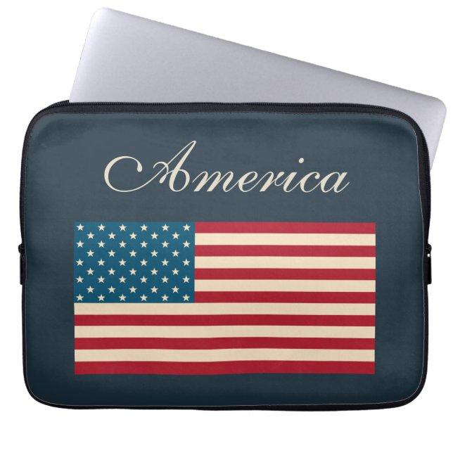 Housse Pour Ordinateur Portable Rustic American Flag Laptop Case (Devant)
