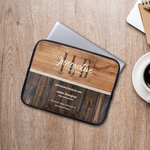 Housse Pour Ordinateur Portable Rustic Wood Tone Business Logo