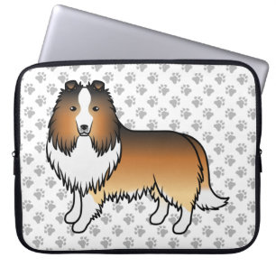 Housse Pour Ordinateur Portable Sable Shetland Sheepdog Cartoon Chien et pattes
