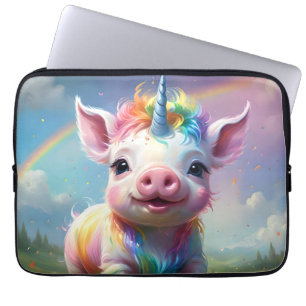 Housse Pour Ordinateur Portable "Sabots Magiques : Le Cochon Licorne Arc-en-Ciel"
