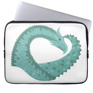 Housse Pour Ordinateur Portable Sage vert coeur dragon sur blanc
