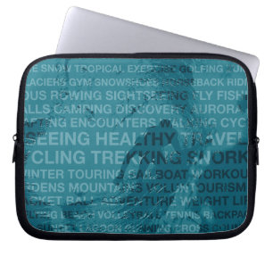 Housse Pour Ordinateur Portable Saine Trekking Surfer Typographie Turquoise Wet Su