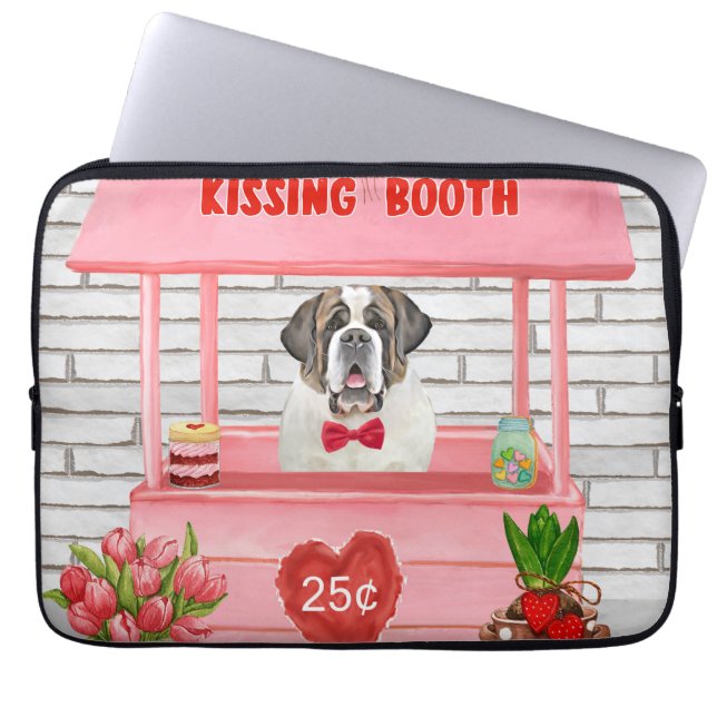 Housse Pour Ordinateur Portable Saint Bernard Chien Saint Valentin Booth de baiser (Devant)