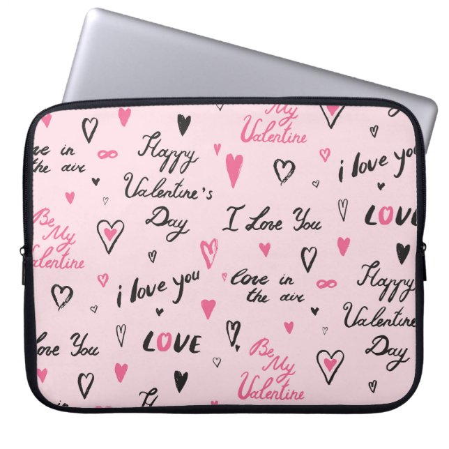 Housse Pour Ordinateur Portable Saint-Valentin : Arrière - plan "Je t'aime". (Devant)