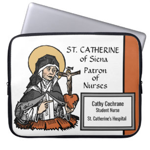 Housse Pour Ordinateur Portable Sainte Catherine de Sienne avec Coeur Crucifix