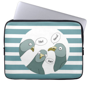 Housse Pour Ordinateur Portable Salutations Drôle De Pigeon Avec Des Bleues