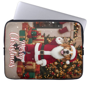 Housse Pour Ordinateur Portable Santa Beagle Joyeux Noël - Chien de Noël Beagle