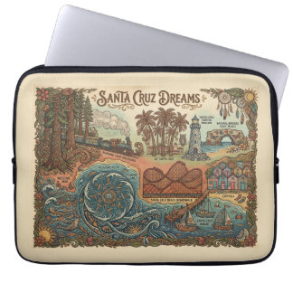 Housse Pour Ordinateur Portable Santa Cruz California Dreams Map – Vibrant Coast