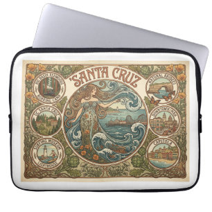 Housse Pour Ordinateur Portable Santa Cruz Californie Art‑Nouveau Côtière