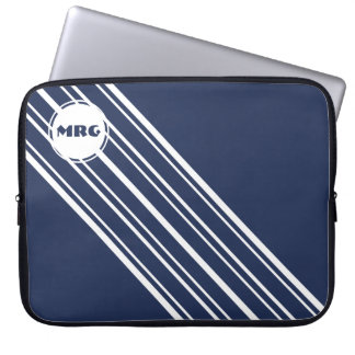 Housse Pour Ordinateur Portable Sapphire Monogramme personnalisé bleu avec bandes