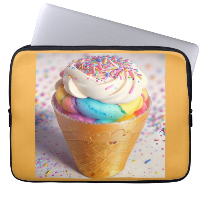 Housse Pour Ordinateur Portable Saupoudrer de cônes de crème glacée (Devant)