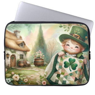 Housse Pour Ordinateur Portable Scène de courtepointe patchwork Cottage Leprechaun