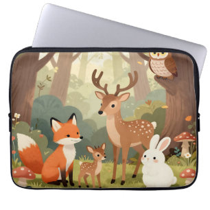 Housse Pour Ordinateur Portable Scène de nurserie avec des animaux mignons de la f