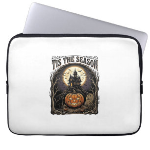 Housse Pour Ordinateur Portable Scène de saison vintage citrouille chat Halloween