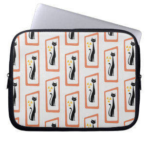Housse Pour Ordinateur Portable Schrödinger's Cat Mid Century orange moderne