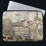 Housse Pour Ordinateur Portable Science-fiction urbaine vintage Paris, Steampunk<br><div class="desc">Illustration vintage d'une métropole futuriste de science-fiction steampunk victorienne pour les voyages et les transports. La ville de Paris,  France,  dans le futur avec des avions de taille personnelle au lieu de voitures et la gare du Nord.</div>