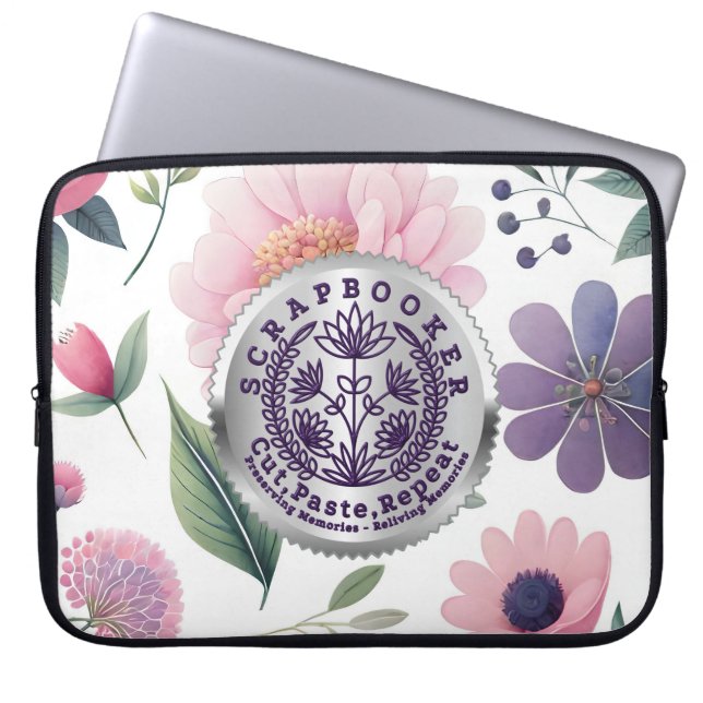 Housse Pour Ordinateur Portable Scrapbookers – Couper, Coller et Répéter (Devant)