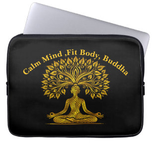 Housse Pour Ordinateur Portable Sculpture de Bouddha d'or complexe