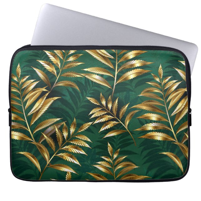 Housse Pour Ordinateur Portable Seamless pattern with golden ferns (Devant)