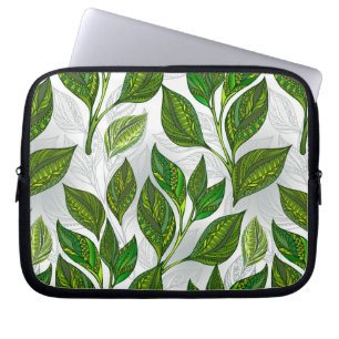 Housse Pour Ordinateur Portable Seamless Pattern with Green Tea Leaves