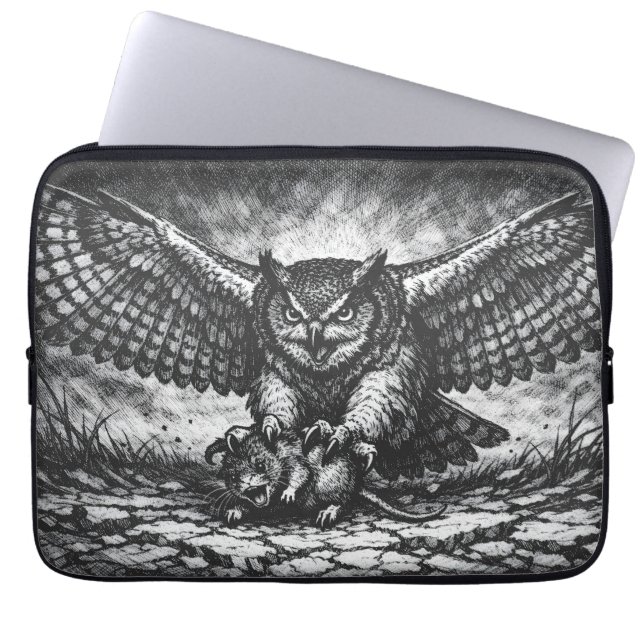 Housse Pour Ordinateur Portable Sentinelle Hibou ailé par BurnsInHell (Devant)