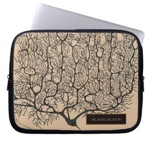Housse Pour Ordinateur Portable Sepia Black Neuron Vintage Dessin Neurologie Nom