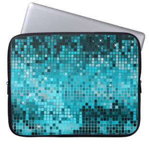 Housse Pour Ordinateur Portable Séquins Turquois Métallurgiques Regarder Les Miroi