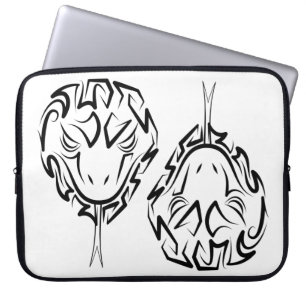 Housse Pour Ordinateur Portable Serpent tribal noir et blanc