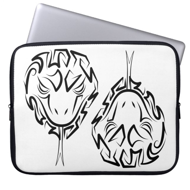Housse Pour Ordinateur Portable Serpent tribal noir et blanc (Devant)