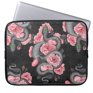Housse Pour Ordinateur Portable Serpents et roses de pêche
