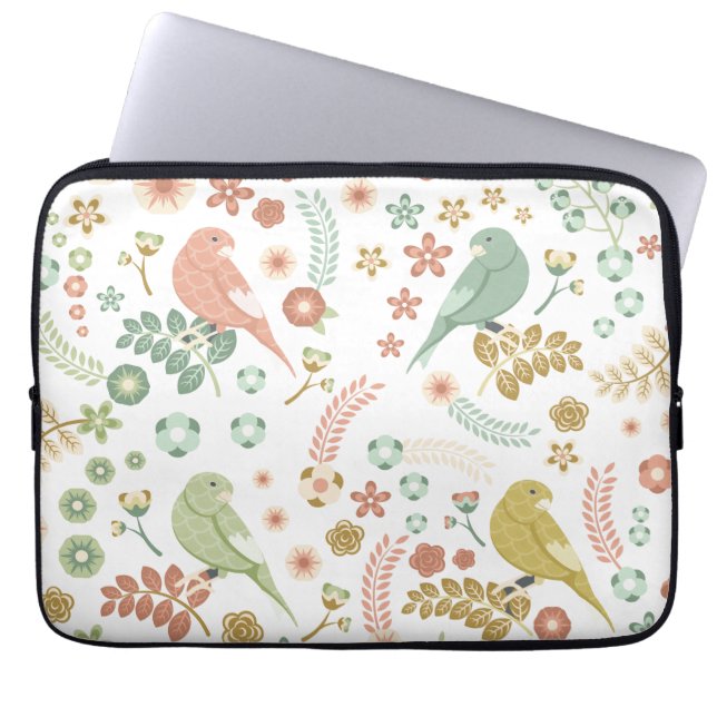 Housse Pour Ordinateur Portable Shabby Birds & Branches Blanc (Devant)