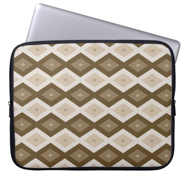 Housse Pour Ordinateur Portable Shades of brown diamond pattern (Devant)