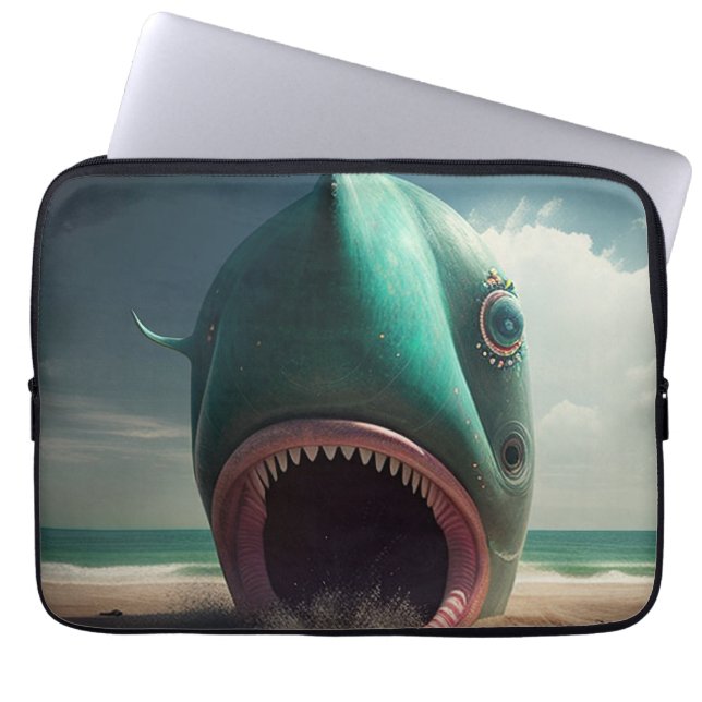 Housse Pour Ordinateur Portable Shark sculpture on the beach (Devant)