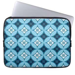 Housse Pour Ordinateur Portable Shippo avec Motif Fleur, Bleu et Blanc