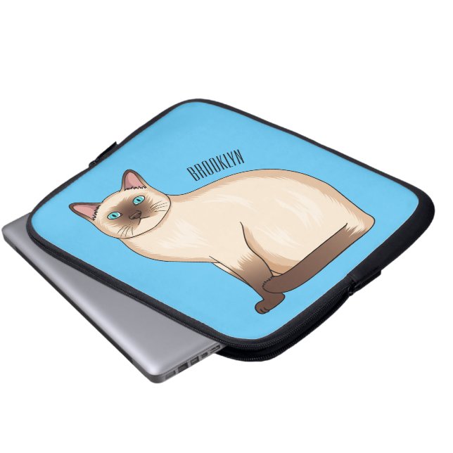 Housse Pour Ordinateur Portable Siamese cat cartoon (Devant bas)