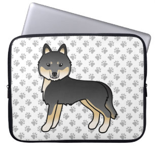 Housse Pour Ordinateur Portable Siberian Husky noir et feu Chien de dessin animé m