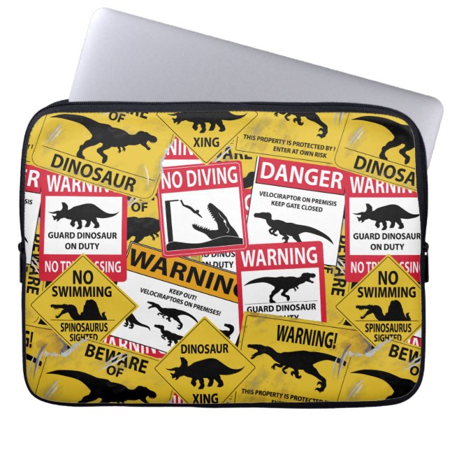 Housse Pour Ordinateur Portable Signes de prudence Dinosaure (Devant)