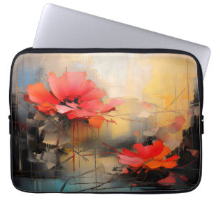 Housse Pour Ordinateur Portable Silence cramoisi – Coquelicots abstraits dans la l