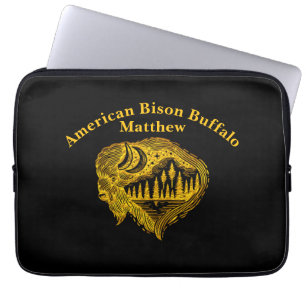 Housse Pour Ordinateur Portable Silhouette de buffle avec motif de montagnes